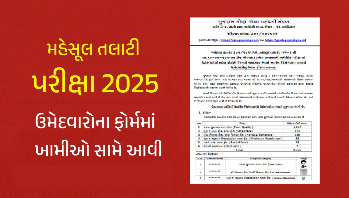 મહેસૂલ તલાટી પરીક્ષા 2025