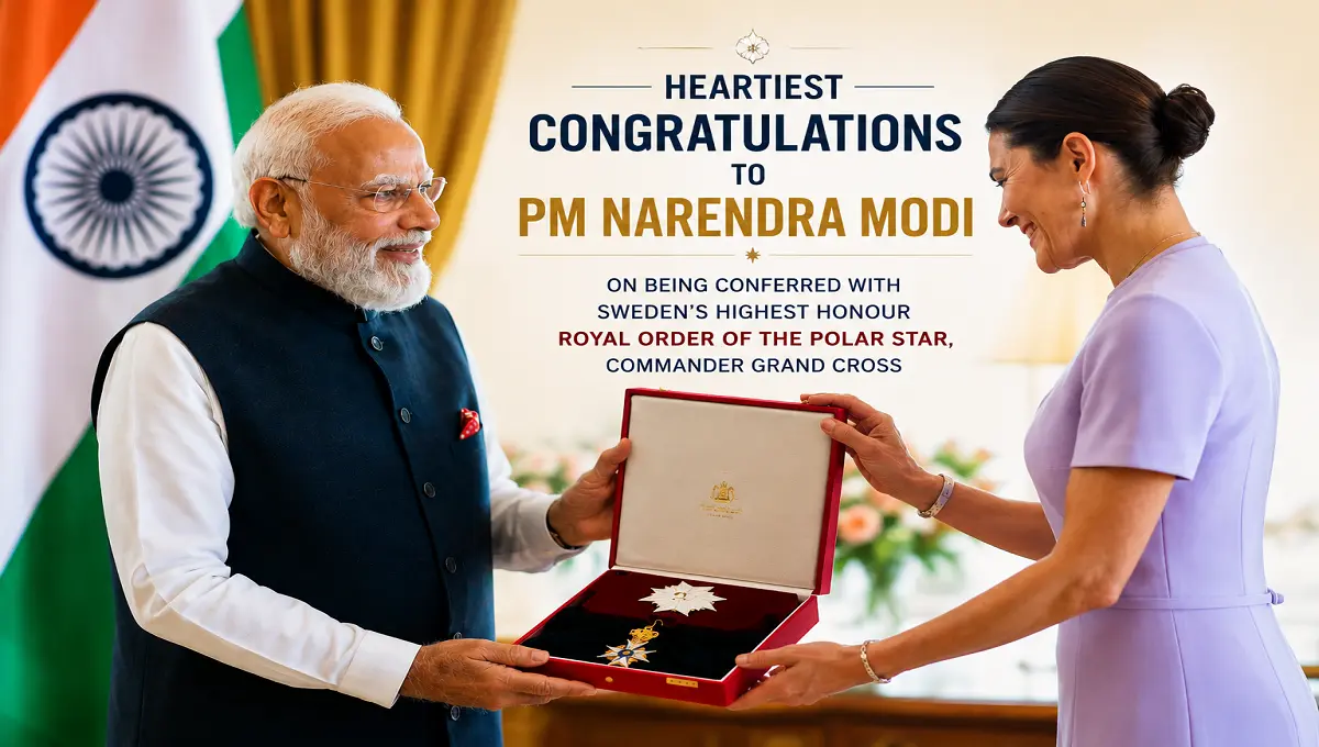 PM Narendra Modi Sweden Royal Order of the Polar Star Honour Congratulated by MPs